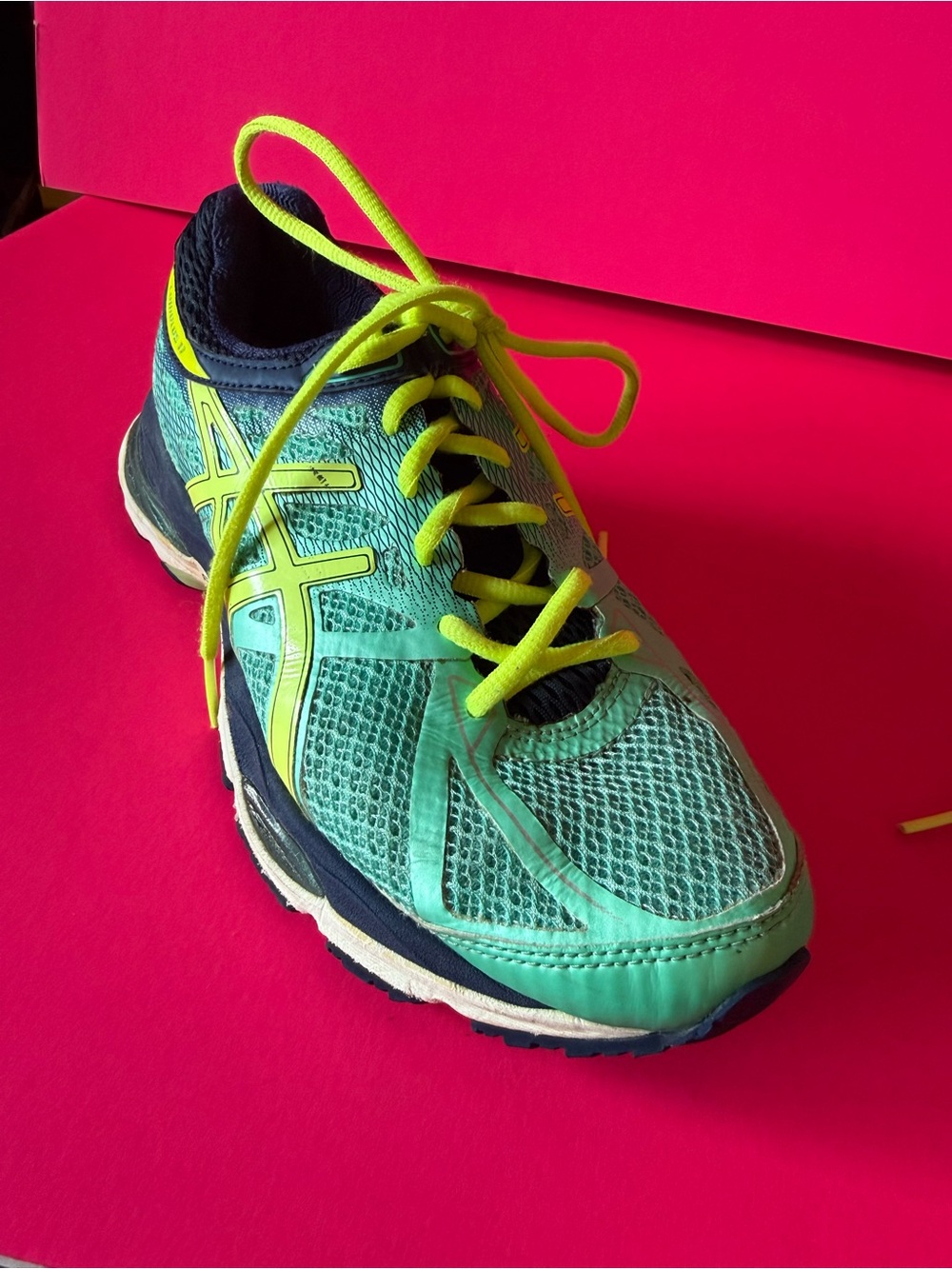 ASICS Women's Teal and Neon Yellow Running Shoe